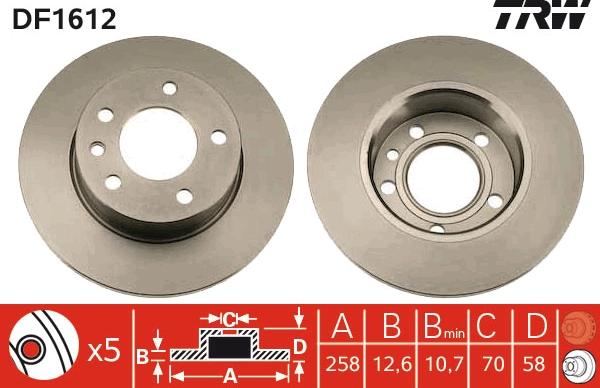 TRW DF1612 - Bremžu diski www.autospares.lv