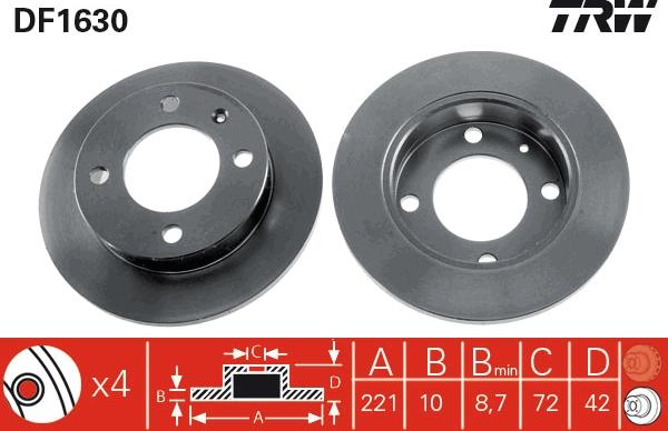 TRW DF1630 - Bremžu diski autospares.lv