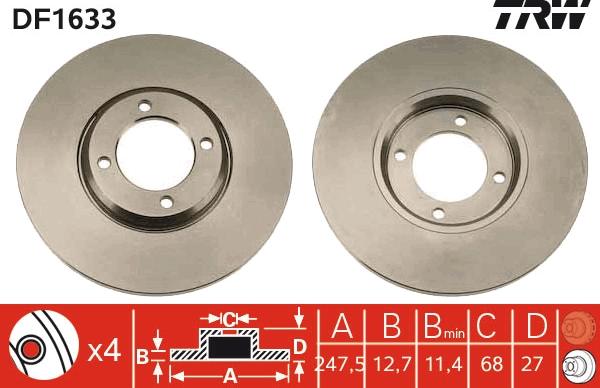 TRW DF1633 - Bremžu diski www.autospares.lv