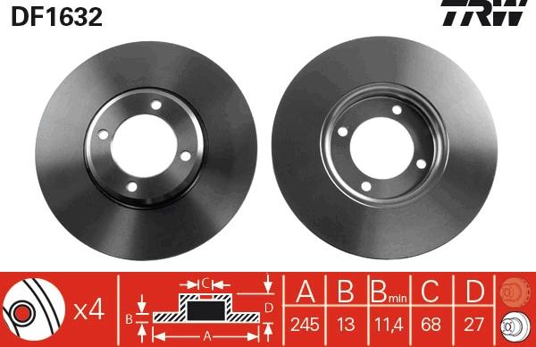 TRW DF1632 - Bremžu diski autospares.lv