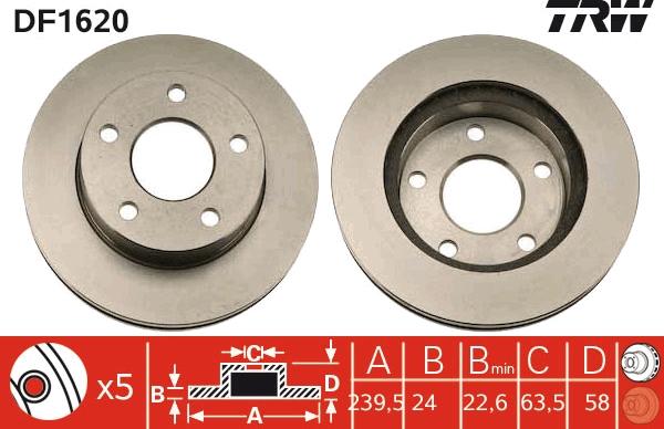 TRW DF1620 - Bremžu diski autospares.lv