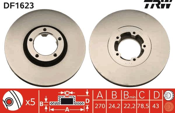 TRW DF1623 - Bremžu diski www.autospares.lv