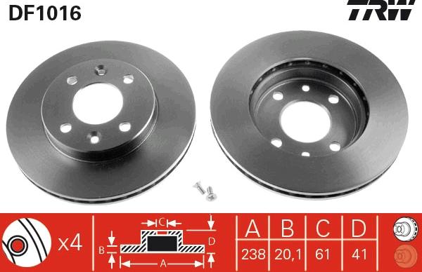 TRW DF1016 - Bremžu diski www.autospares.lv