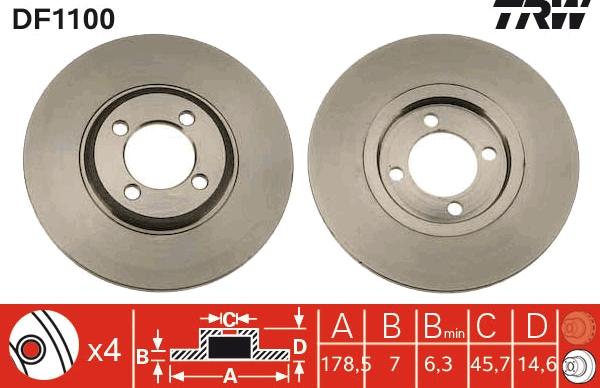 TRW DF1100 - Тормозной диск www.autospares.lv