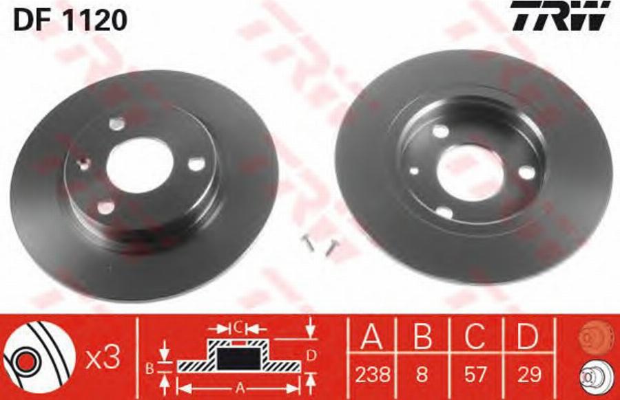 TRW DF1120BP - Bremžu diski www.autospares.lv