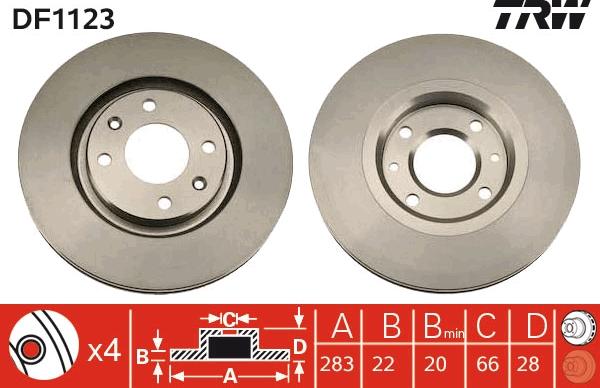 TRW DF1123 - Тормозной диск www.autospares.lv