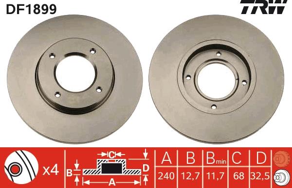 TRW DF1899 - Bremžu diski www.autospares.lv