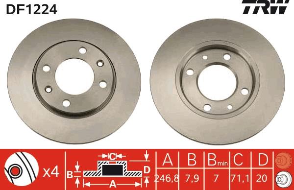 TRW DF1224 - Тормозной диск www.autospares.lv