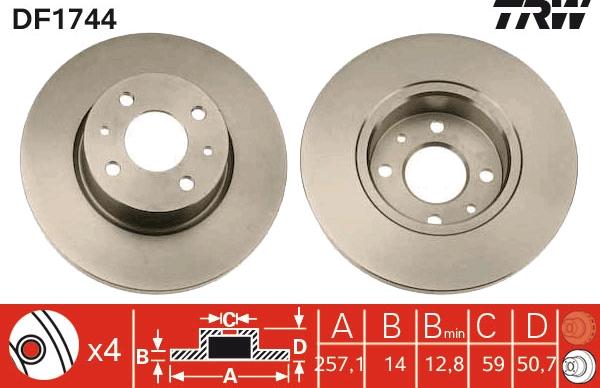 TRW DF1744 - Bremžu diski www.autospares.lv