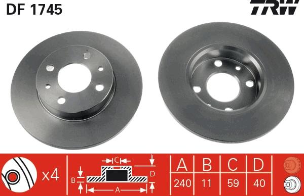 TRW DF1745 - Bremžu diski www.autospares.lv