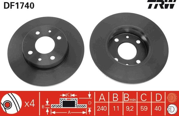 TRW DF1740 - Bremžu diski www.autospares.lv