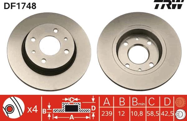 TRW DF1748 - Bremžu diski autospares.lv