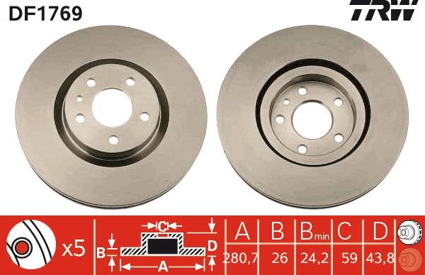 TRW DF1769 - Bremžu diski www.autospares.lv