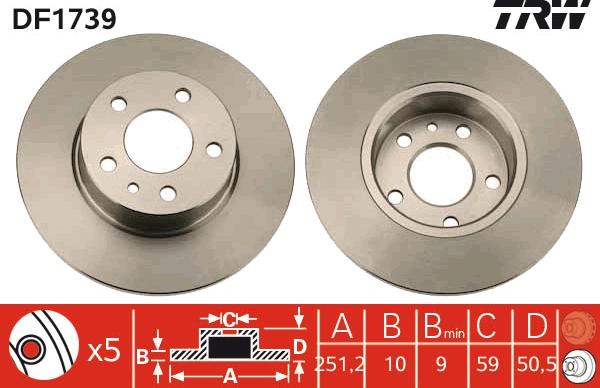 TRW DF1739 - Bremžu diski www.autospares.lv