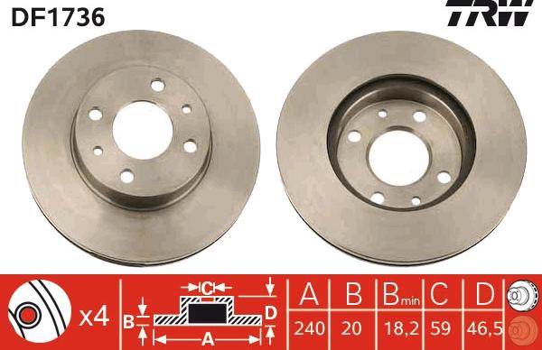 TRW DF1736 - Bremžu diski autospares.lv