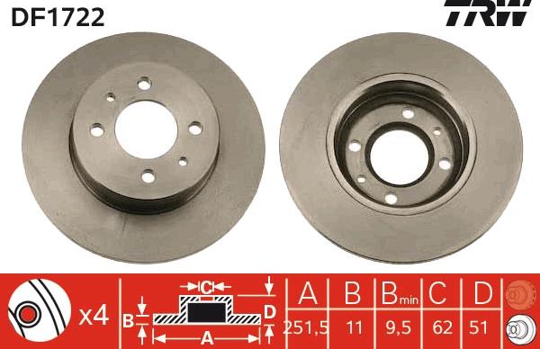 TRW DF1722 - Bremžu diski www.autospares.lv