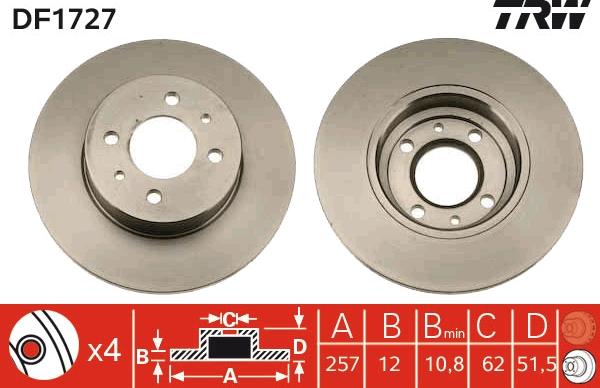 TRW DF1727 - Bremžu diski www.autospares.lv