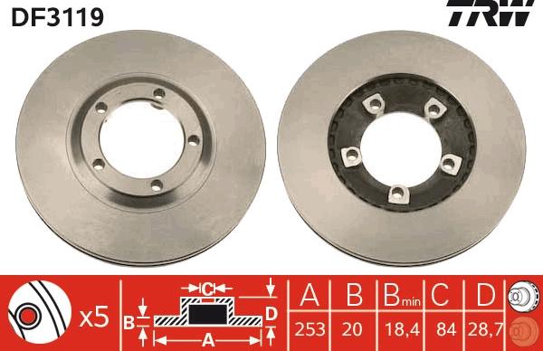 TRW DF3119 - Brake Disc www.autospares.lv