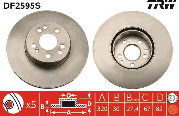 TRW DF2595S - Bremžu diski www.autospares.lv