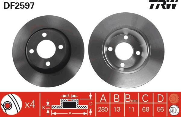 TRW DF2597 - Bremžu diski www.autospares.lv