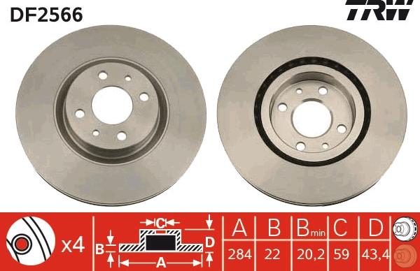 TRW DF2566 - Тормозной диск www.autospares.lv