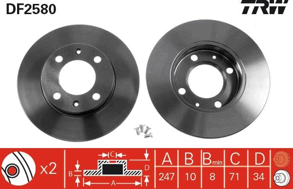 TRW DF2580 - Bremžu diski www.autospares.lv