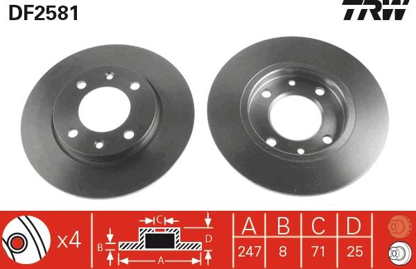 TRW DF2581 - Тормозной диск www.autospares.lv