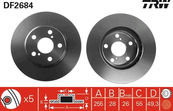 TRW DF2684 - Bremžu diski autospares.lv