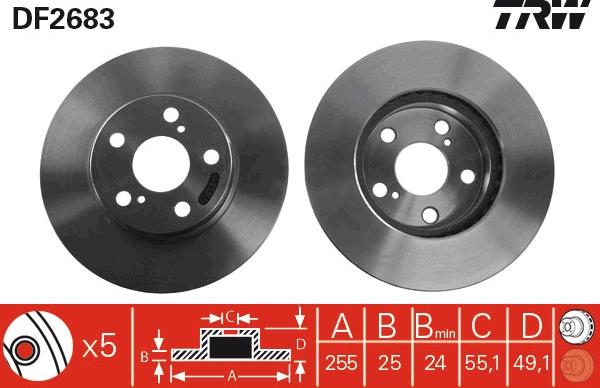 TRW DF2683 - Bremžu diski www.autospares.lv