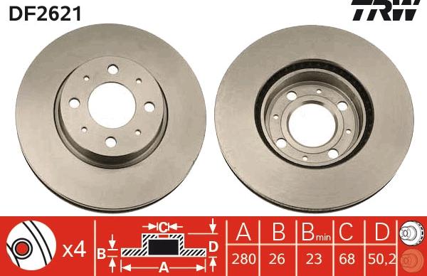 TRW DF2621 - Bremžu diski www.autospares.lv