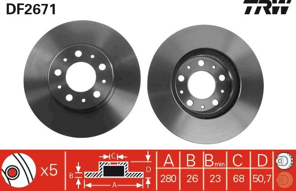 TRW DF2671 - Bremžu diski www.autospares.lv