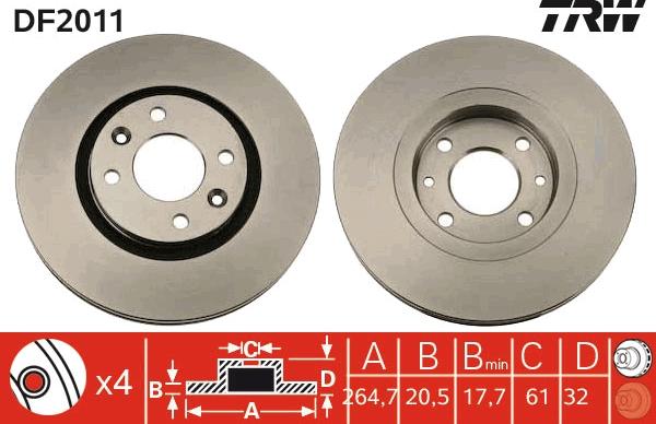 TRW DF2011 - Bremžu diski www.autospares.lv