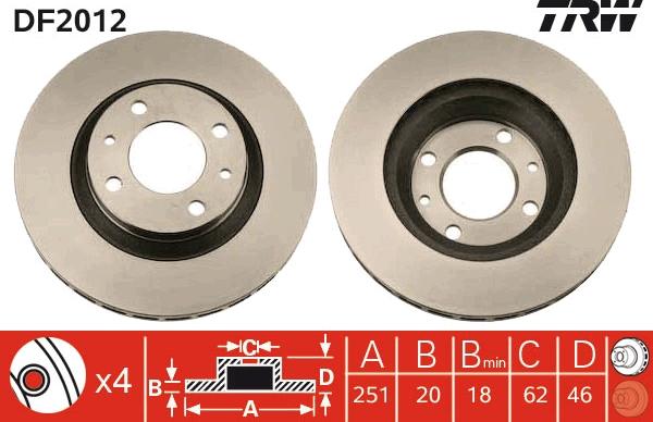 TRW DF2012 - Тормозной диск www.autospares.lv