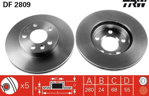 TRW DF2809 - Bremžu diski www.autospares.lv