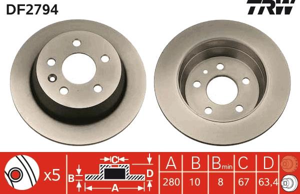 TRW DF2794 - Bremžu diski www.autospares.lv