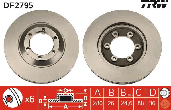 TRW DF2795 - Bremžu diski www.autospares.lv