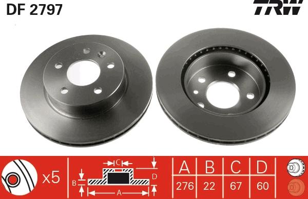 TRW DF2797 - Тормозной диск www.autospares.lv