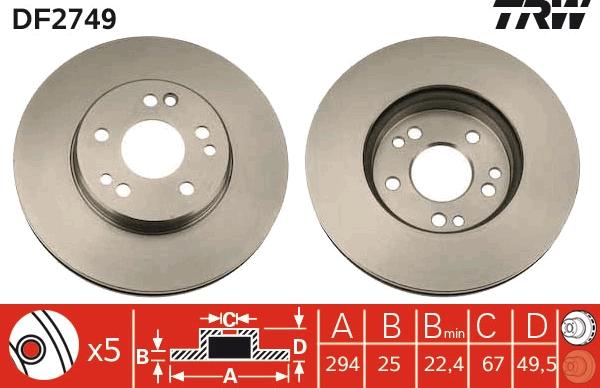 TRW DF2749 - Bremžu diski autospares.lv