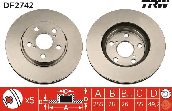 TRW DF2742 - Тормозной диск www.autospares.lv