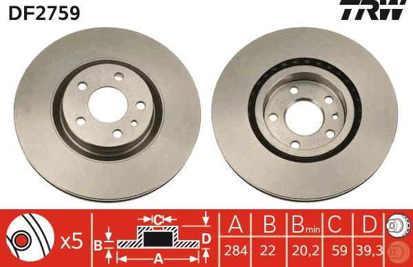 TRW DF2759 - Bremžu diski www.autospares.lv