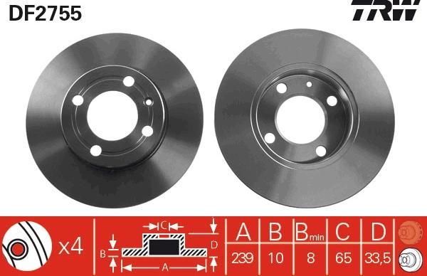 TRW DF2755 - Bremžu diski www.autospares.lv