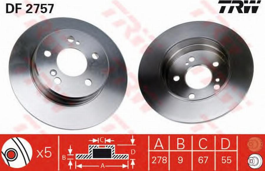 TRW DF2757BP - Bremžu diski www.autospares.lv