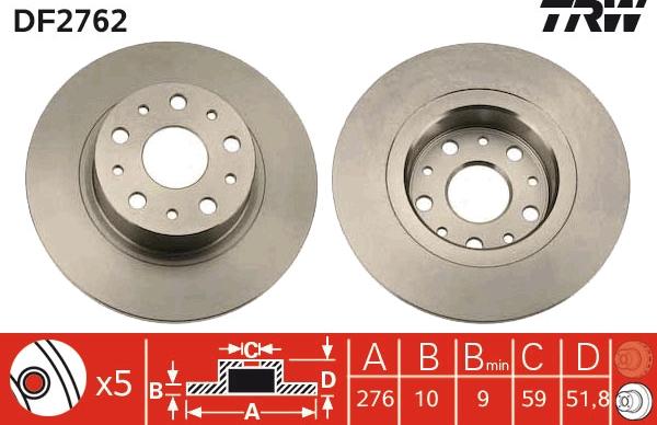 TRW DF2762 - Bremžu diski www.autospares.lv