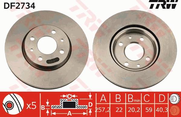 TRW DF2734 - Bremžu diski autospares.lv