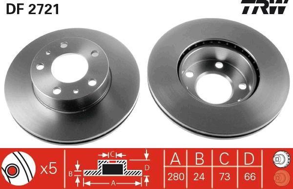 TRW DF2721 - Тормозной диск www.autospares.lv