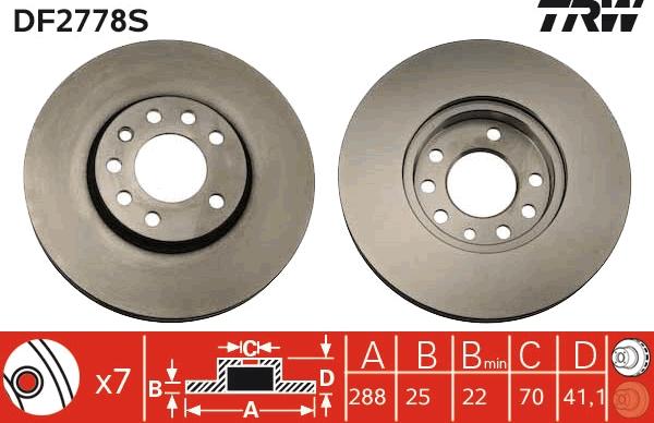 TRW DF2778S - Тормозной диск www.autospares.lv