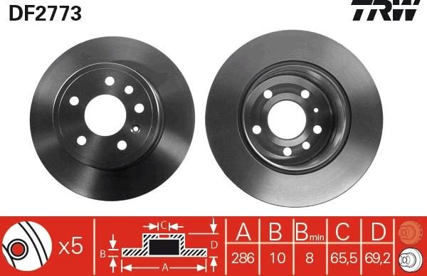 TRW DF2773 - Brake Disc www.autospares.lv