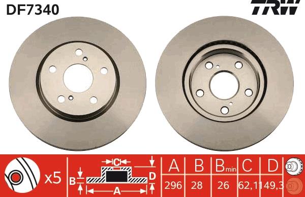 TRW DF7340 - Тормозной диск www.autospares.lv