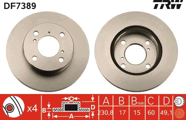 TRW DF7389 - Bremžu diski www.autospares.lv