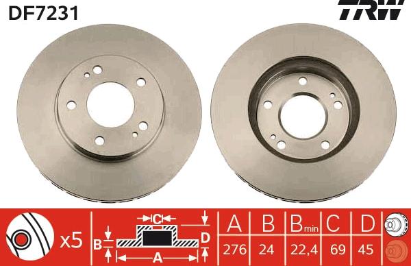 TRW DF7231 - Bremžu diski www.autospares.lv